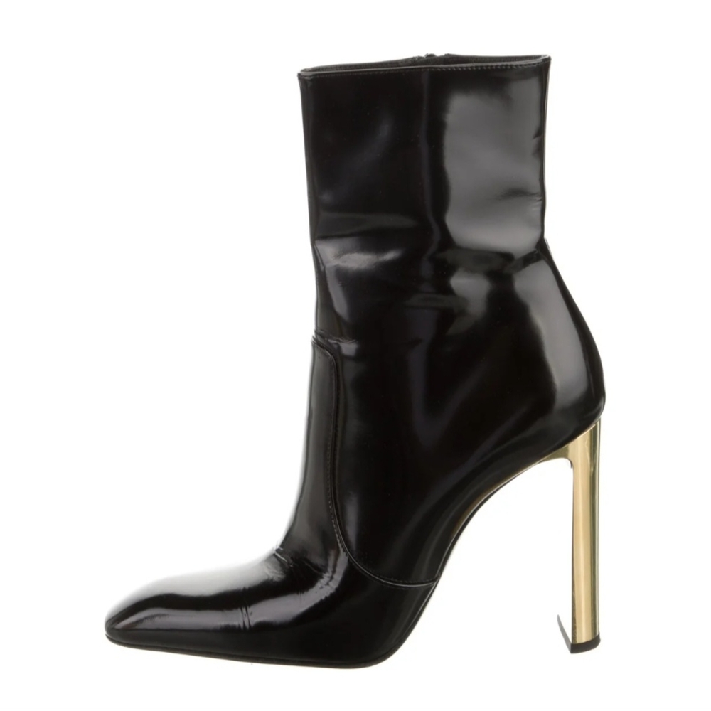 Saint Laurent Black and Gold Women's Ankle Boots